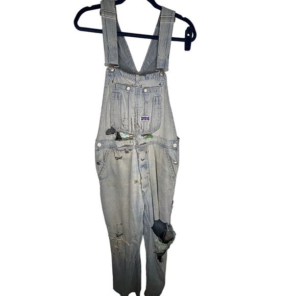 Big Smith Overall Unisex Hand Darned Patched Distressed Worn Grunge 36 x 29 - Picture 1 of 7
